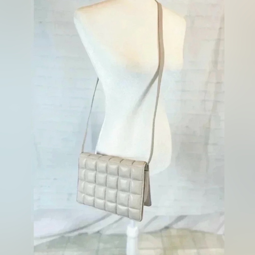 H&M Stella Crossbody shoulder bag‎ purse quilted beige snap classic blogger coco